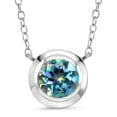 thumbnail image 1 of Gem Stone King 925 Sterling Silver Millennium Blue Mystic Topaz Pendant Necklace for Women | 2.00 Cttw | Gemstone November Birthstone | Round 8MM | With 18 inch Chain, 1 of 4