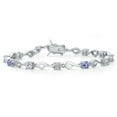 thumbnail image 1 of Gem Stone King 925 Sterling Silver Moissanite and Blue Tanzanite and White Lab Grown Diamond Bracelet for Women (2.37 Cttw, Gemstone Birthstone, Round 4MM, 7.5 inch), 1 of 6