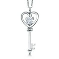 thumbnail image 1 of Gem Stone King 925 Sterling Silver Moissanite Heart Key Pendant Necklace for Women (0.50 Cttw, Round 5MM, With 18 inch Silver Chain), 1 of 6