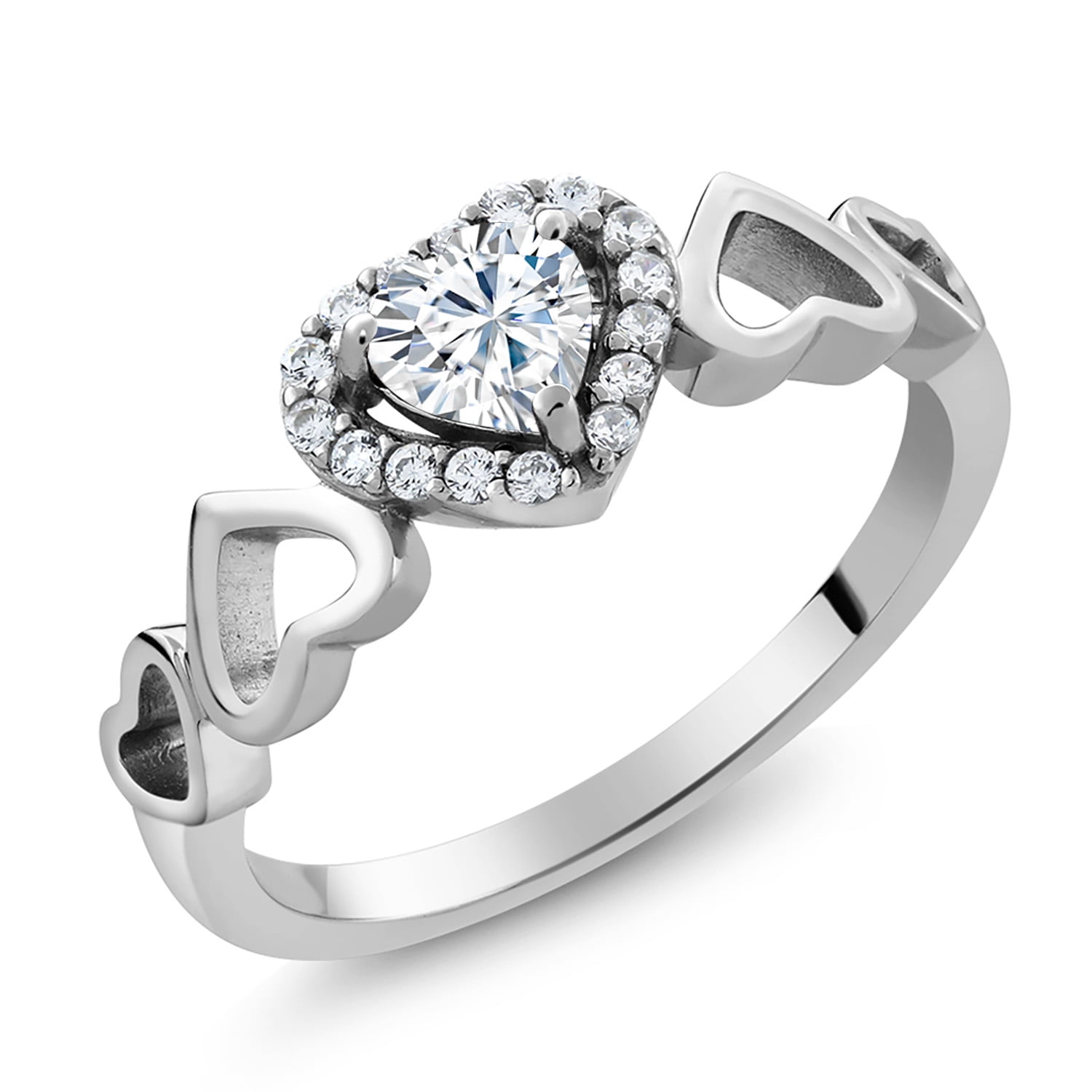 Women 1 Carat Moissanite 925 Sterling Silver Heart Ring main image 1