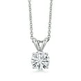 thumbnail image 1 of Gem Stone King 925 Sterling Silver Moissanite Pendant Necklace for Women with 18 inch Silver Chain Round 1.00cttw, 1 of 6