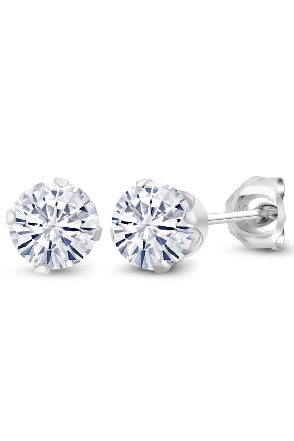 925 Sterling Silver Moissanite Stud Earrings for Women Men (1.00 Cttw, Round 5MM)