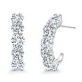 thumbnail image 1 of Gem Stone King 925 Sterling Silver Moissanite and White Lab Grown Diamond Earrings for Women | 2.46 Cttw | Gemstone | Round 4MM, 1 of 4