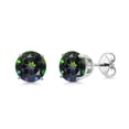 thumbnail image 1 of Gem Stone King 925 Sterling Silver Mystic Topaz Green Stud Earrings for Women Men (3.00 Cttw, Round 7MM), 1 of 5