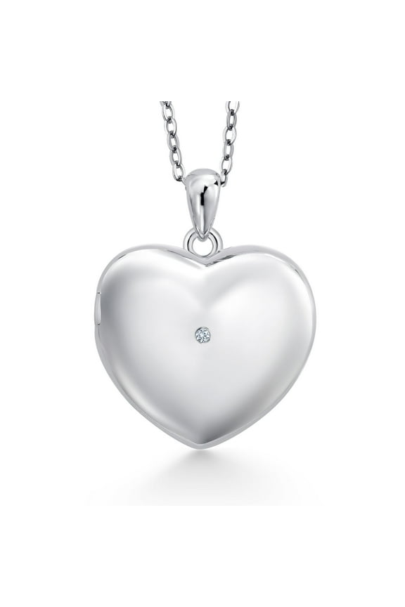 925 Sterling Silver Nano Chip Entire Old Bible and White Lab Grown Diamond Heart Shape Religious Faith Locket Pendant Necklace for Women with 18 inch Chain