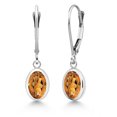 thumbnail image 1 of Gem Stone King 925 Sterling Silver Orange Red Madeira Citrine Drop Dangle Leverback Earrings for Women (2.20 Cttw, Gemstone, Oval 8X6MM), 1 of 4
