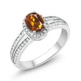 thumbnail image 1 of Gem Stone King 925 Sterling Silver Orange Red Madeira Citrine Gemstone Ring (1.00 Cttw, Oval 7X5MM, Size 9), 1 of 5