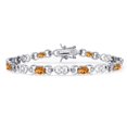 thumbnail image 1 of Gem Stone King 925 Sterling Silver Orange Red Madeira Citrine and Lab Grown Diamond Bracelet for Women | 3.21 Cttw | Gemstone November Birthstone | Oval 6X4MM | Length 7.25 inches, 1 of 6