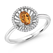 Gem Stone King 925 Sterling Silver Orange Red Madeira Citrine Ring for Women (0.88 Cttw, Oval 6X4MM, Gemstone Birthstone, Size 6)
