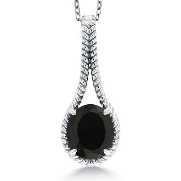 Gem Stone King 925 Sterling Silver Oval 12X10MM Gemstone Birthstone Pendant Necklace for Women With 18 inch Silver Chain