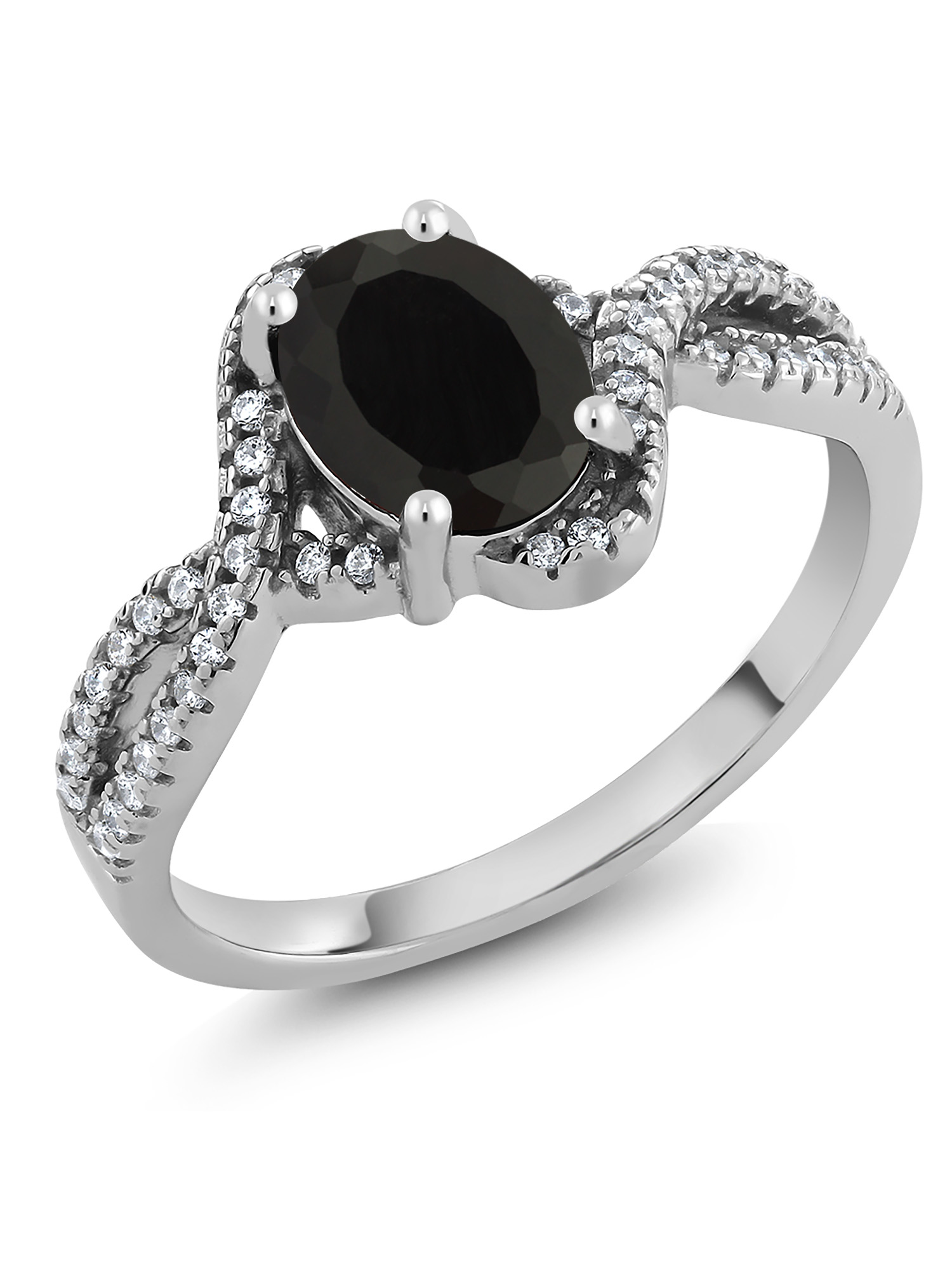 Black Onyx Gemstone Ring 925 Sterling Silver Three Stone Healing