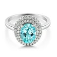 thumbnail image 1 of Gem Stone King 925 Sterling Silver Oval Blue Apatite Halo Engagement Ring for Women (2.40 Cttw, Gemstone Birthstone, Oval 8X6MM, Size 5), 1 of 4