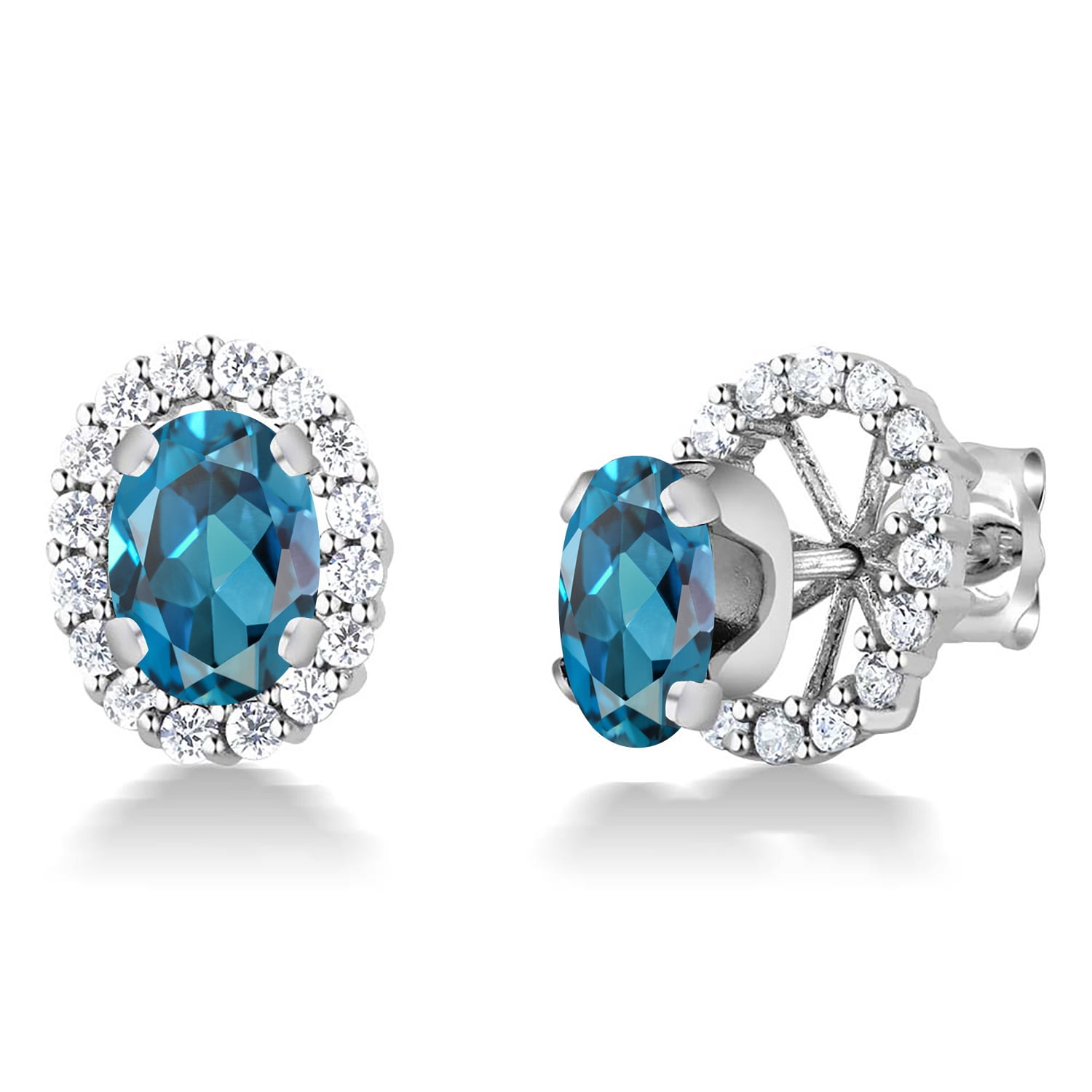 Gem Stone King 925 Sterling Silver Oval London Blue Topaz Removable ...
