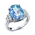 thumbnail image 1 of Gem Stone King 4.40 Cttw Oval Millennium Blue Mystic Quartz and White Topaz Ring for Women | 925 Sterling Silver | Gemstone Birthstone | Oval 12X10MM (Size 8), 1 of 4