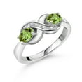 thumbnail image 1 of Gem Stone King 925 Sterling Silver Oval Peridot and White Moissanite Engagement Ring for Women (1.07 Cttw, Gemstone Birthstone, Size 6), 1 of 5