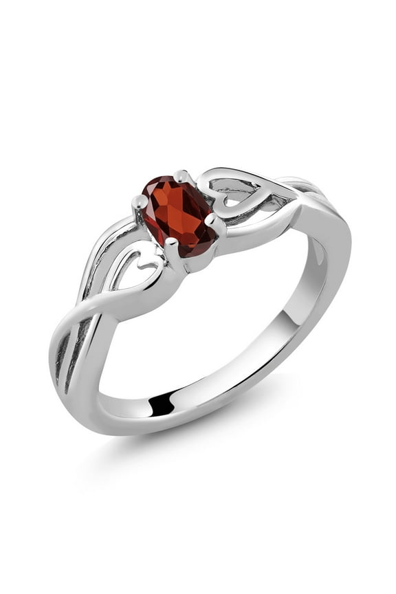 0.55 Cttw Red Garnet Engagement Ring for Women | 925 Sterling Silver | Oval 6X4MM | Gemstone January Birthstone | Wedding Engagement Anniversary Promise Ring for Women | Size 8