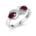 thumbnail image 1 of Gem Stone King 925 Sterling Silver Red Rhodolite Garnet and Created Sapphire Infinity Love Knot Ring for Women | 1.11 Cttw | Oval 6X4MM | Gemstone Birthstone | Jewelry Gifts for Mom Wife | Size 8, 1 of 5