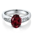 thumbnail image 1 of Gem Stone King 925 Sterling Silver Oval Red Rhodolite Garnet Women Ring (2.00 Cttw, Gemstone Birthstone, Available in Size 5, 6, 7, 8, 9), 1 of 2