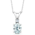 thumbnail image 1 of Gem Stone King 925 Sterling Silver Oval Sky Blue Aquamarine Pendant Necklace for Women (1.25 Cttw, Gemstone Birthstone, with 18 inch Silver Chain), 1 of 4