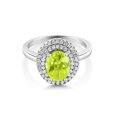 thumbnail image 1 of Gem Stone King 925 Sterling Silver Oval Yellow Lemon Quartz Halo Engagement Ring for Women (2.30 Cttw, Gemstone Birthstone, Oval 8X6MM, Size 9), 1 of 4