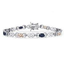 Gem Stone King 925 Sterling Silver Peach Morganite and Blue Sapphire and Lab Grown Diamond Bracelet for Women | 4.23 Cttw | Gemstone October Birthstone | Oval 6X4MM | Length 7.25 inches