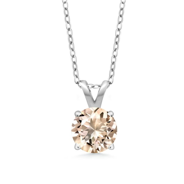 Gem Stone King 925 Sterling Silver Peach Morganite Pendant Necklace For ...