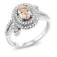 thumbnail image 1 of Gem Stone King 925 Sterling Silver Peach Morganite Ring Jewelry for Women (1.90 Ct Oval, Size 6), 1 of 3