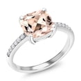 thumbnail image 1 of Gem Stone King 925 Sterling Silver Peach Morganite Women Engagement Ring (2.00 Ct Cushion Cut), 1 of 5