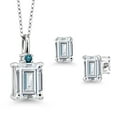 thumbnail image 1 of Gem Stone King 925 Sterling Silver Pendant and Earrings Jewelry Set with Moissanite (3.69 Cttw), 1 of 3