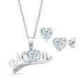 thumbnail image 1 of Gem Stone King 925 Sterling Silver Pendant and Earrings Jewelry Set with Near Colorless Heart Shape 1.51cttw Moissanite and Diamond, 1 of 5