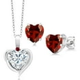 thumbnail image 1 of Gem Stone King 925 Sterling Silver Pendant and Earrings Jewelry Set with Near Colorless Heart Shape 5.42cttw Moissanite and Created Ruby, 1 of 3