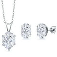 thumbnail image 1 of Gem Stone King 925 Sterling Silver Pendant and Earrings Jewelry Set with White Oval 3.30cttw Moissanite, 1 of 3