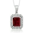 thumbnail image 1 of Gem Stone King 925 Sterling Silver Pendant with 18 inch Chain Octagon Red Garnet Moissanite (2.89 Cttw), 1 of 4