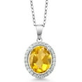 thumbnail image 1 of Gem Stone King 925 Sterling Silver Pendant with Chain Oval Yellow Citrine and Moissanite (3.52 Cttw), 1 of 3