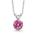 thumbnail image 1 of Gem Stone King 925 Sterling Silver Pendant with Chain Pink Round Moissanite (1.20 Cttw), 1 of 3