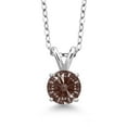 thumbnail image 1 of Gem Stone King 925 Sterling Silver Pendant with Chain Set with Round Fancy Brown Zirconia, 1 of 3