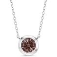 thumbnail image 1 of Gem Stone King 925 Sterling Silver Pendant with Chain Solitaire Necklace Set with Round Fancy Brown Zirconia, 1 of 4