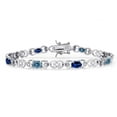 thumbnail image 1 of Gem Stone King 925 Sterling Silver Persian Blue Moissanite and Blue Created Sapphire and Lab Grown Diamond Bracelet for Women | 4.21 Cttw | Gemstone Birthstone | Oval 6X4MM | Length 7.25 inches, 1 of 6