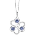 thumbnail image 1 of Gem Stone King 925 Sterling Silver Persian Blue Moissanite Pendant Necklace for Women | 0.69 Cttw | Gemstone Birthstone | Round 4MM | With 18 inch Chain, 1 of 4