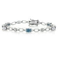 thumbnail image 1 of Gem Stone King 925 Sterling Silver Persian Blue Moissanite and White Moissanite and Round White Lab Grown Diamond Tennis Bracelet for Women (2.89 Cttw, Gemstone Birthstone, Oval 6X4MM, 7.25 inches), 1 of 4