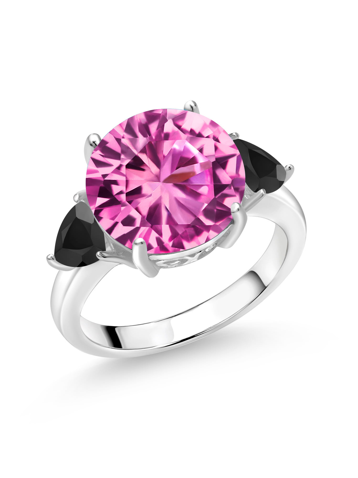 Amazon.com: Gem Stone King 11.42 Ct Pear Shape Pink Created Sapphire Black  Onyx 925 Sterling Silver Ring (Size 5): Clothing, Shoes & Jewelry