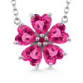 thumbnail image 1 of Gem Stone King 925 Sterling Silver Pink Created Sapphire and Red Created Ruby Pendant Necklace for Women (4.05 Cttw, Heart Shape 6MM, with 18 inch Chain), 1 of 4