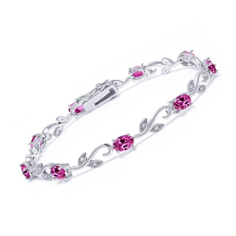 Gem Stone King 925 Sterling Silver Pink Created Sapphire and  display picture 3