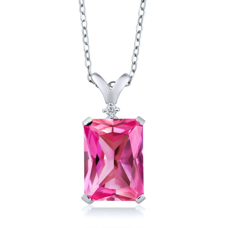 Gem Stone King 925 Sterling Silver Pink Created Sapphire and
