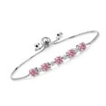 thumbnail image 1 of Gem Stone King 925 Sterling Silver Pink and White Lab Grown Diamond Bracelet for Women | 2.76 Cttw | Gemstone April Birthstone | Round 5MM, 1 of 5