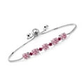 thumbnail image 1 of Gem Stone King 925 Sterling Silver Pink Lab Grown Diamond and Red Created Ruby Bracelet for Women | 2.74 Cttw | Gemstone April Birthstone | Round 5MM, 1 of 5
