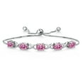 thumbnail image 1 of Gem Stone King 925 Sterling Silver Pink Moissanite Bracelet for Women (4.50 Cttw, Gemstone, Oval 7X5MM, Fully Adjustable up to 9 inches), 1 of 5