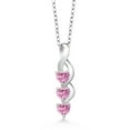 thumbnail image 1 of Gem Stone King 925 Sterling Silver Pink Moissanite Pendant Necklace for Women (0.75 Cttw, Heart Shape 4MM, Gemstone Birthstone, with 18 inch Silver Chain), 1 of 4