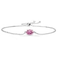 thumbnail image 1 of Gem Stone King 925 Sterling Silver Pink Moissanite Solitaire Bracelet for Women (1.38 Cttw, Oval 8X6MM, Gemstone Birthstone, Fully Adjustable up to 9 inch), 1 of 3