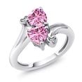 thumbnail image 1 of Gem Stone King 925 Sterling Silver Pink Moissanite and White Lab Grown Diamond Ring for Women (1.63 Cttw, Heart Shape 6MM, Gemstone Birthstone, Available in Size 5, 6, 7, 8, 9), 1 of 6